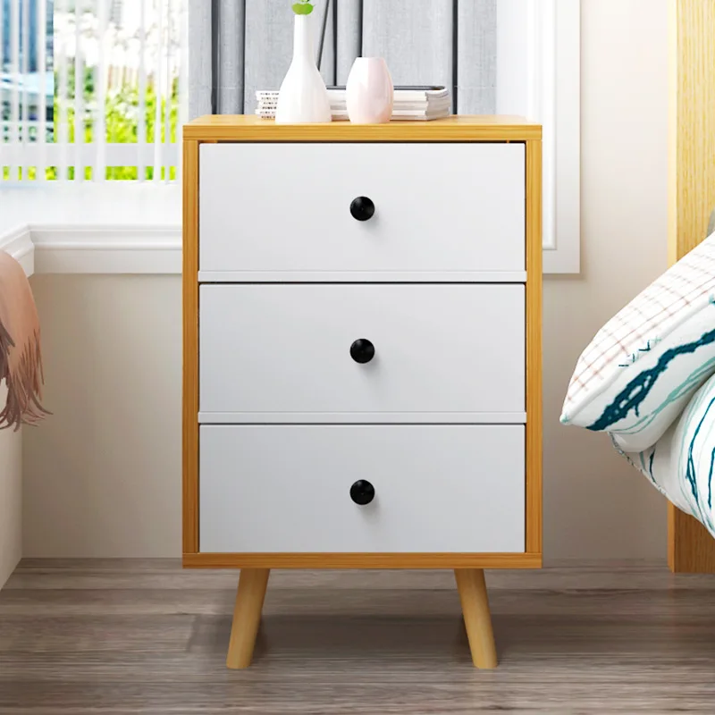 

European Eco-friendly Wooden Nightstand Simple Modern Storage Cabinet with Drawer Multi-function Bedside Bedroom Furniture