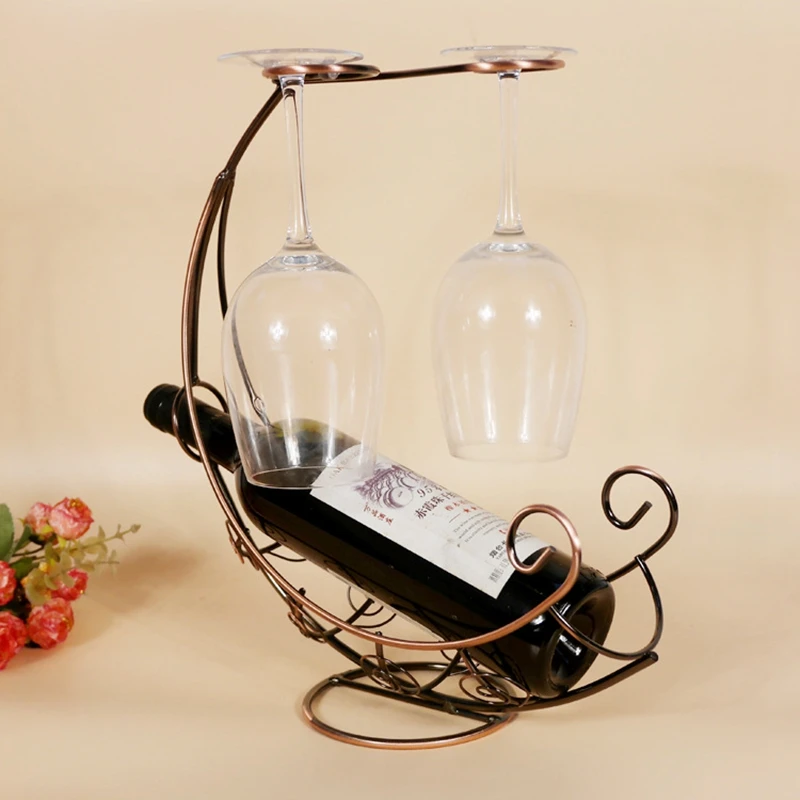 Iron Pirate Ship Wine Racks Creative Hanging Glass Wine Bottle Stand
