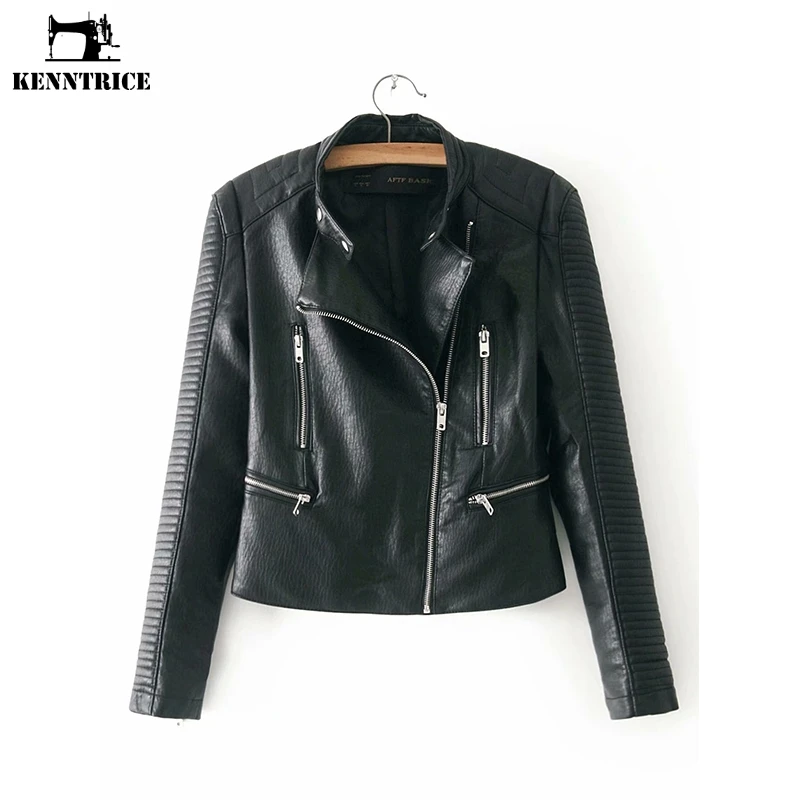 

KENNTRICE Black Leather Jacket Women Simple Soft Faux Leather Coat Punk Female Korean Short Pu Leather Coat Women