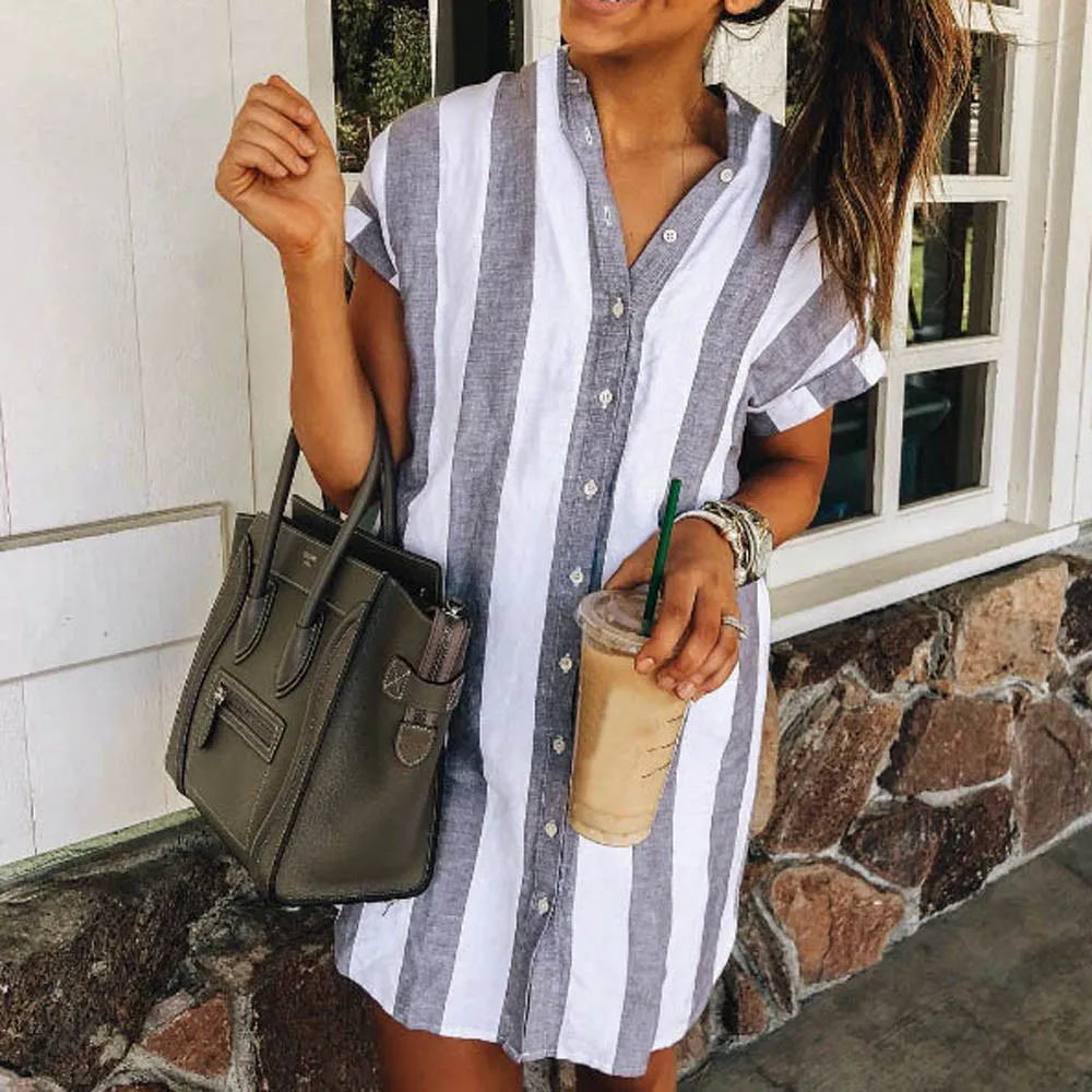 Платье В Полоску На Пуговицах фото 5