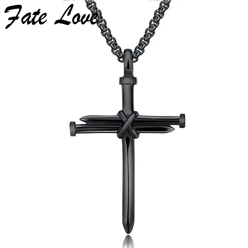 

Fashion Necklace Men Jewelry Stainless Steel Nail Cross Pendant Friendship Gifts Vintage Necklaces Fashion Mens Jewellery Colar
