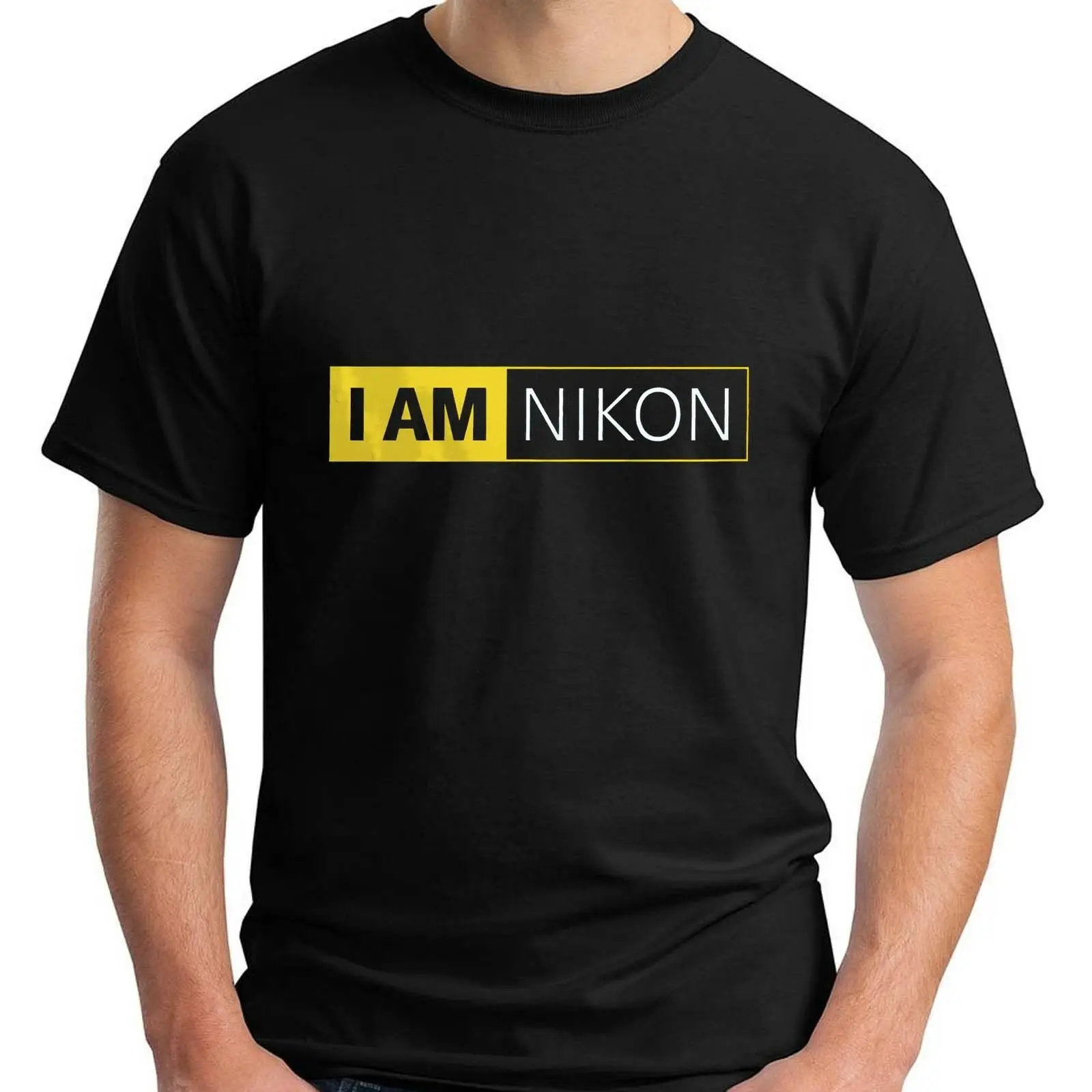 Новинка Черная Мужская футболка с логотипом I AM NIKON размер S-5XLMale Забавные футболки