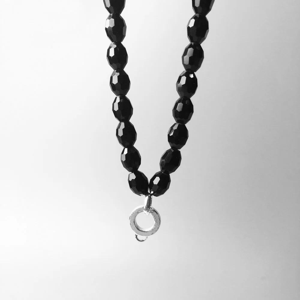 

Necklace Black Crystal Bevelled Trendy Gift for Women & Men, Jewelry 925 Sterling Silver Fashion Jewelry Thomas Sabor Dropship