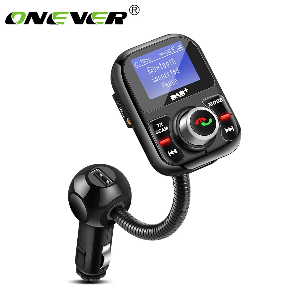 

Onever Car DAB Digital Radio In-car with FM Transmitter LCD Display Bluetooth Hands-free Kit Digital Audio Broadcast USB Charger