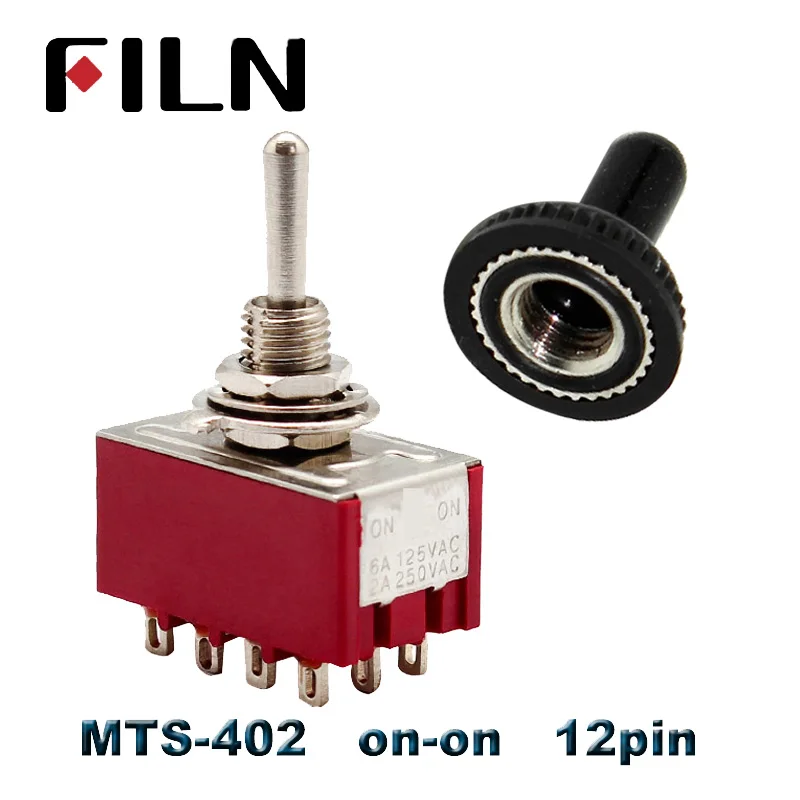 6A 120VAC мини 2 положения вкл. MTS-102 MTS-202 тумблер 3 положения MTS-103 MTS-203 вкл. Выкл. Вкл. Переключатель с водонепроницаемой крышкой - Цвет: MTS-402 Red