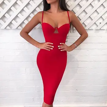 

Black and Red Color Summer Style Vestido Ladies HL Bandage Dress Knee Length Sexy Bodycon Dress CLub Night Dress