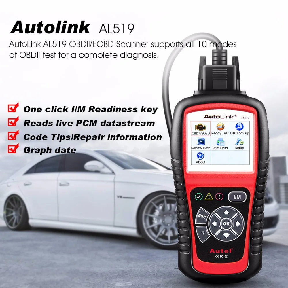 Autel AutoLink AL519 Auto Diagnostic Tool Scanner Car Fault Code Reader OBD2 CAN Code Reader Scanner Upgrade version of MS509 цена Autel AutoLink AL519 Auto Diagnostic Tool Scanner Car Fault Code Reader OBD2 CAN Code Reader Scanner Upgrade version of MS509 цены онлайн