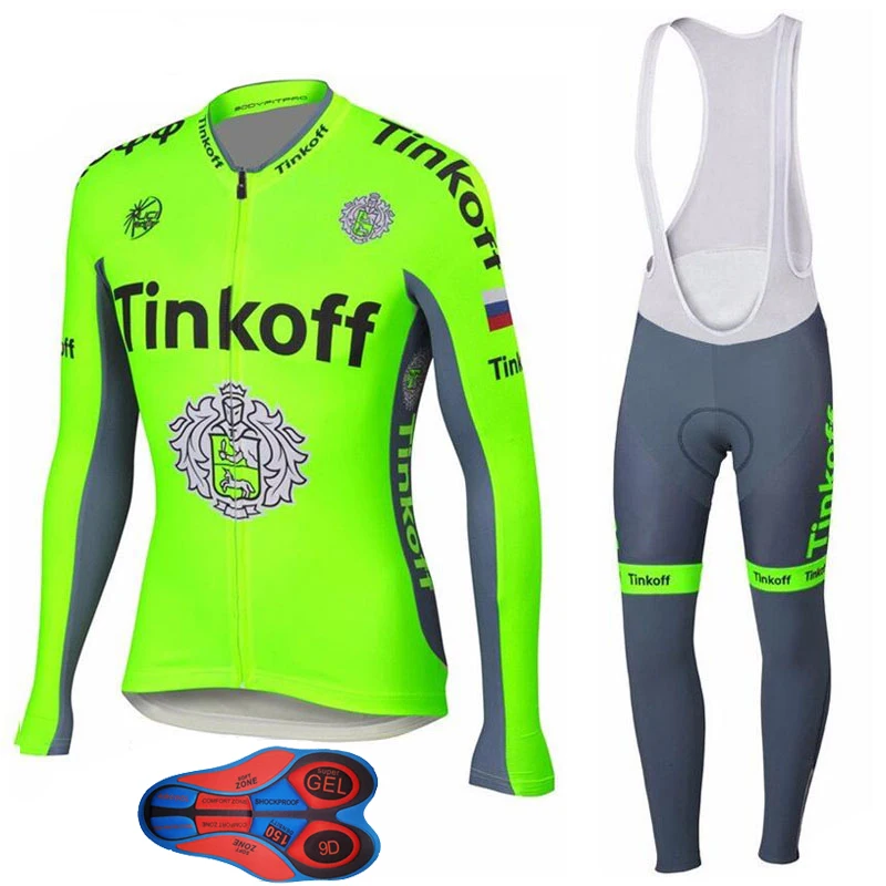 

Cycling Clothing Tinkoff 2018 Fluorescence Green Winter Thermal Fleece Cycling Jersey Kit Ropa Ciclismo Invierno Bicycle Clothes