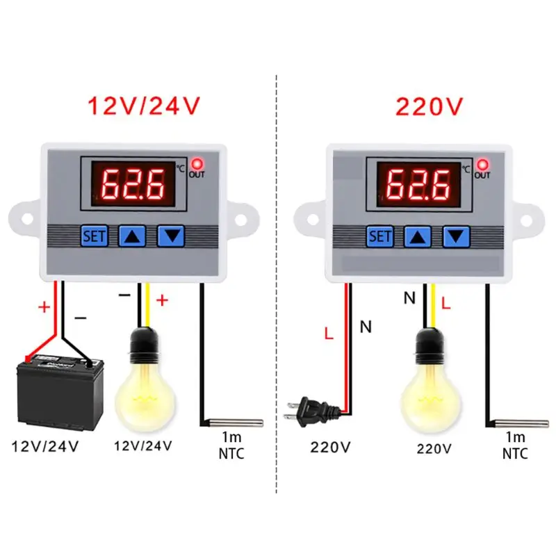 12V 24V 220V W3002 цифровой регулятор температуры 10A светодиодный термостата|Приборы для