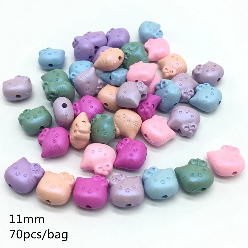 

Meideheng Cat Shape Colorful Beads Solid Acrlic Beads Jewelry Making DIY Craft Accessories Supplies For Jewelry 11mm 70pcs/bag