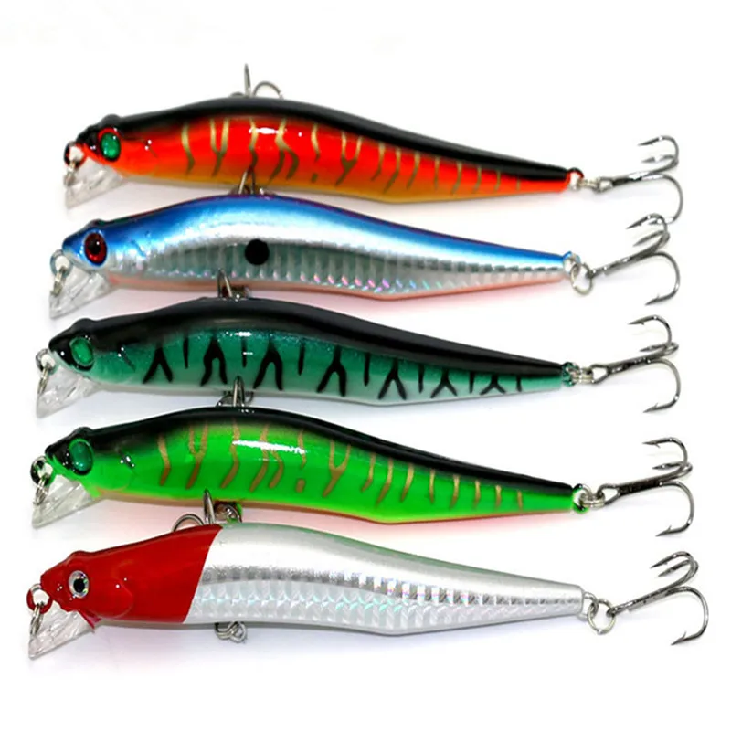 

1pc 8 colors11cm 12g Fishing Lure Minnow hard bait Artifical with 2 fishing hooks fishing tackle Lure 3D eyes peche pesca