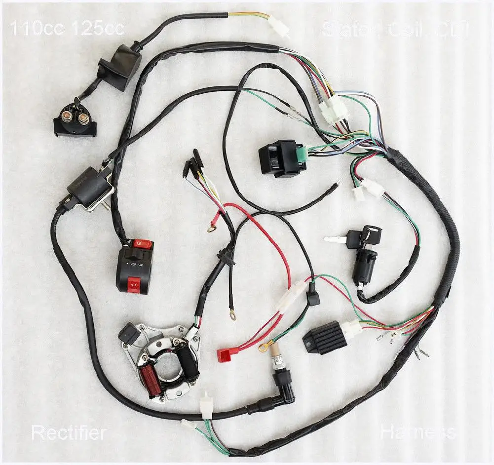 LumiParty для 50 70 90 110CC ATV Quad Gokart полная электрика жгут проводов катушка CDI набор свинец