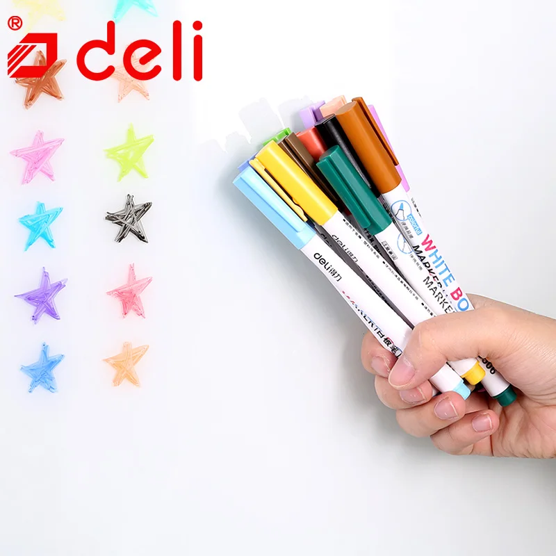 Deli 12 цветов фломастер для белой доски нетоксичные художественные маркеры стирающаяся ручка для белой доски для металлических стеклянных керамических канцелярских принадлежностей быстрая сушка