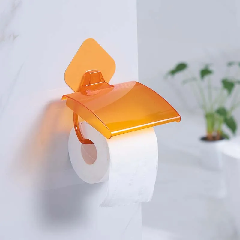 Простой пластиковый рулон туалетной бумаги держатель для туалетной бумаги водонепроницаемый удар Туалет настенный Круглый Объем бумажная коробка LO62521 - Цвет: Orange