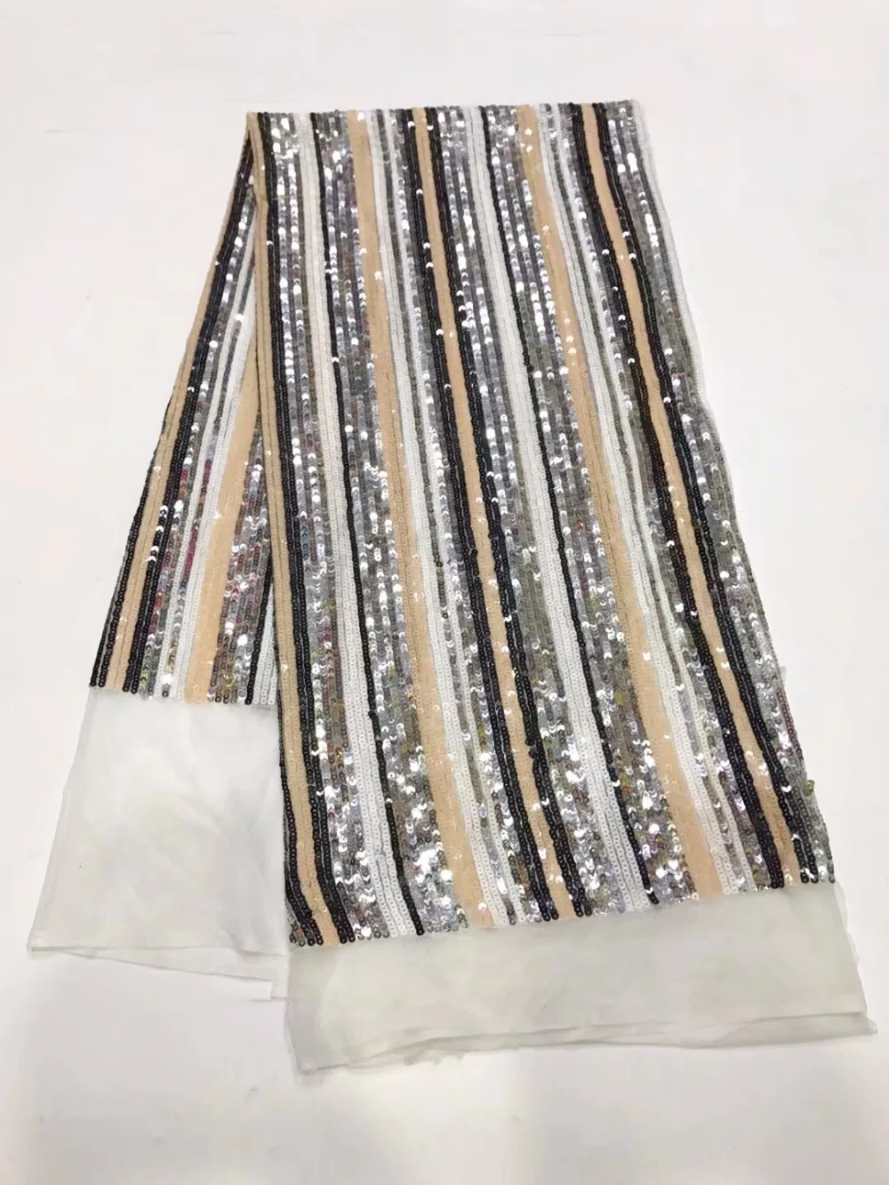 

French lace fabric 5yds/pce by dhl colorful sequins white net laces for luxury asoebi dresses 2018 new arrival nigerian fabrics