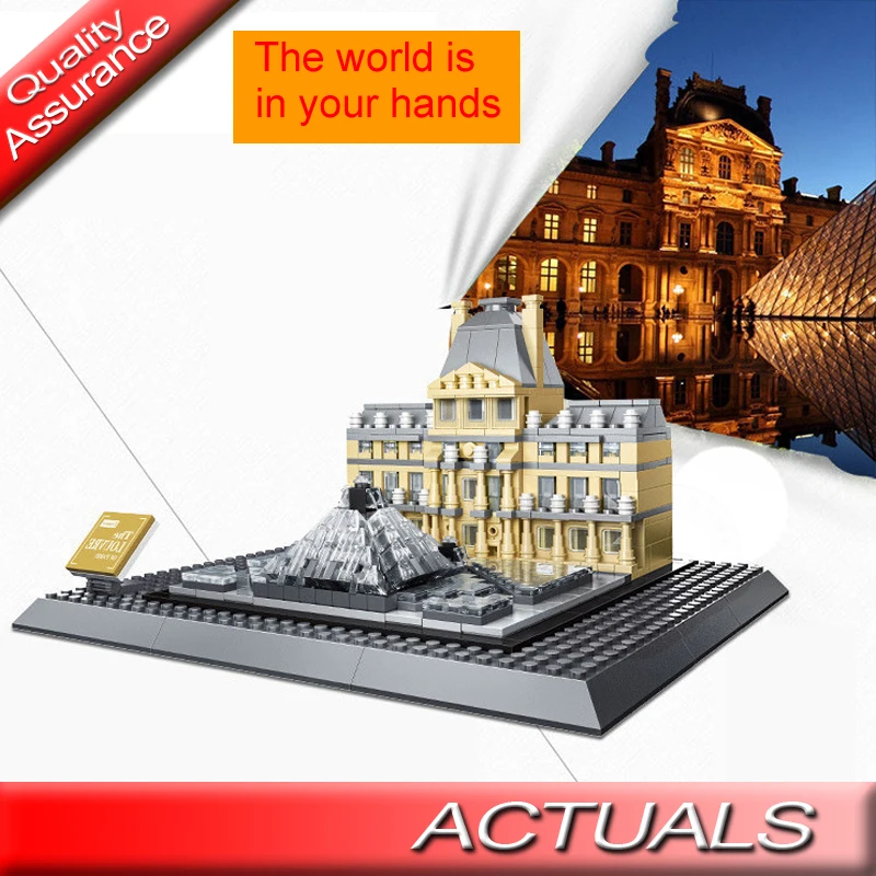 

Wange 7017 4213 785pcs Word Architecture Series Louvre of Paris Building Building Blocks Bricks Toys MOC