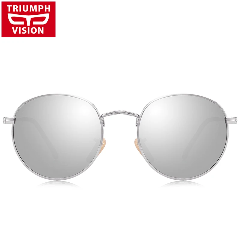 TRIUMPH VISION, винтажные круглые солнцезащитные очки, женские, поляризационные, серебристые, зеркальные, солнцезащитные очки для женщин, ретро бренд, Oculos Shades, женские, Новинка