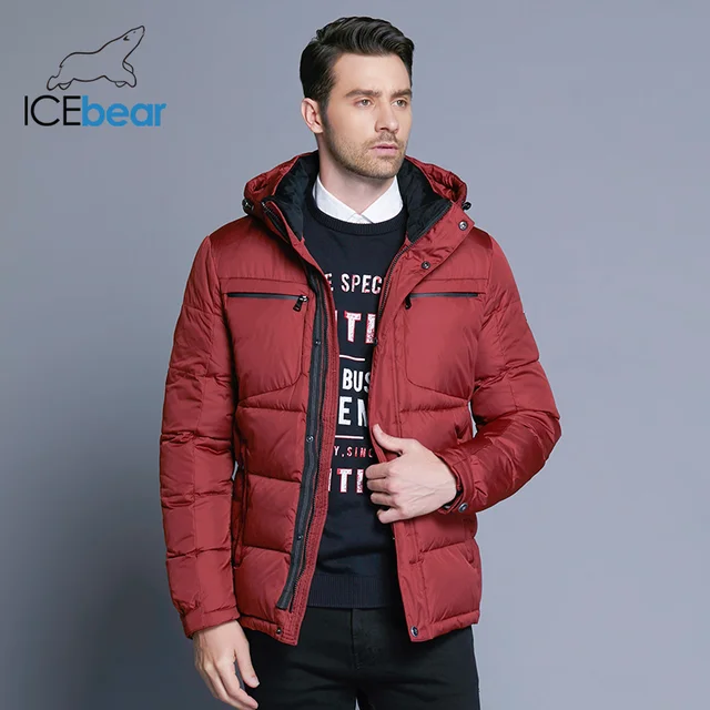 ICEbear 2018 мужские теплые зимние куртки простой модный водонепроницаемый высокое качество парка B17MD940D