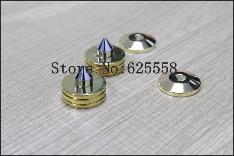 

3Set Brass Gold Plated Speaker Spike Stand Spikes Isolation Cone Feet Base hifi Amp cone speaker pad