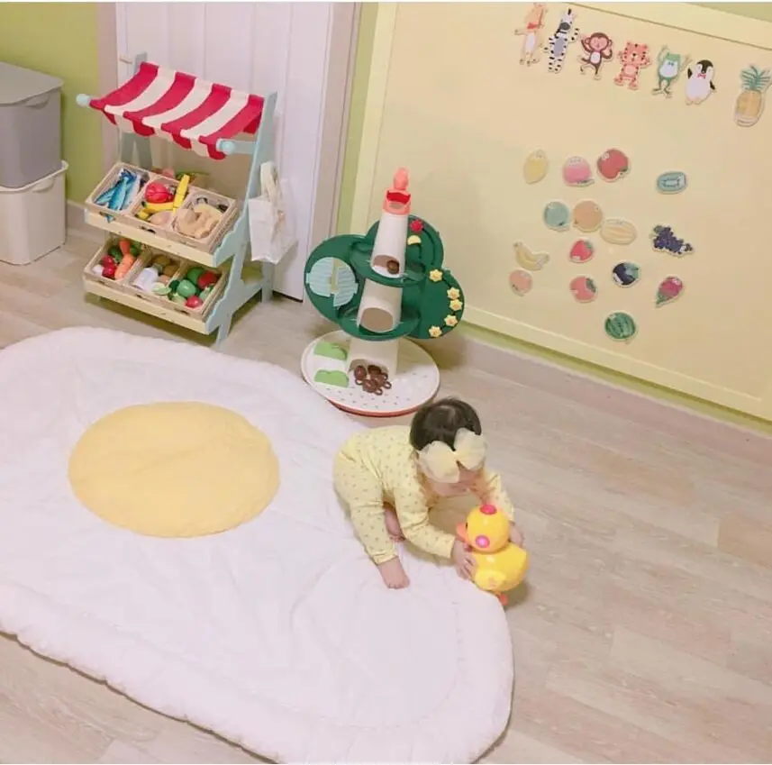 INS для малышей игровой коврик мультфильм яйцо одеяло для ползания хлопок постельные принадлежности Детская комната ковры украшения новые