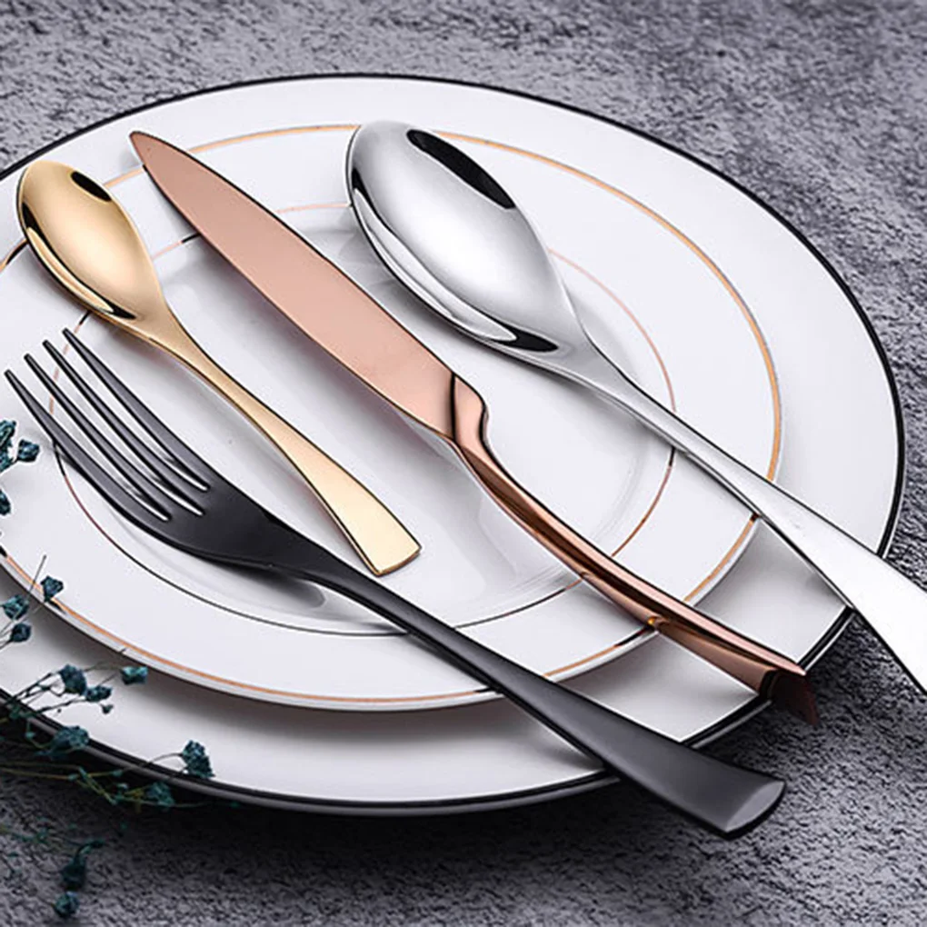 

4PCS/Set Spoon Fork Teaspoon Sets Stainless Steel Western-style Food Tableware Flatware Home Restaurant Tool