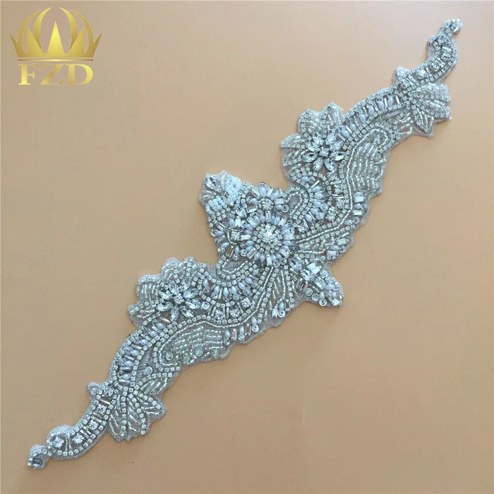 

Cloths Rhinestone Applique Trimming For Wedding Dresses Bridal Sash Belt Sew On Crystals Patches DIY Glass Girdle Strass Sliver