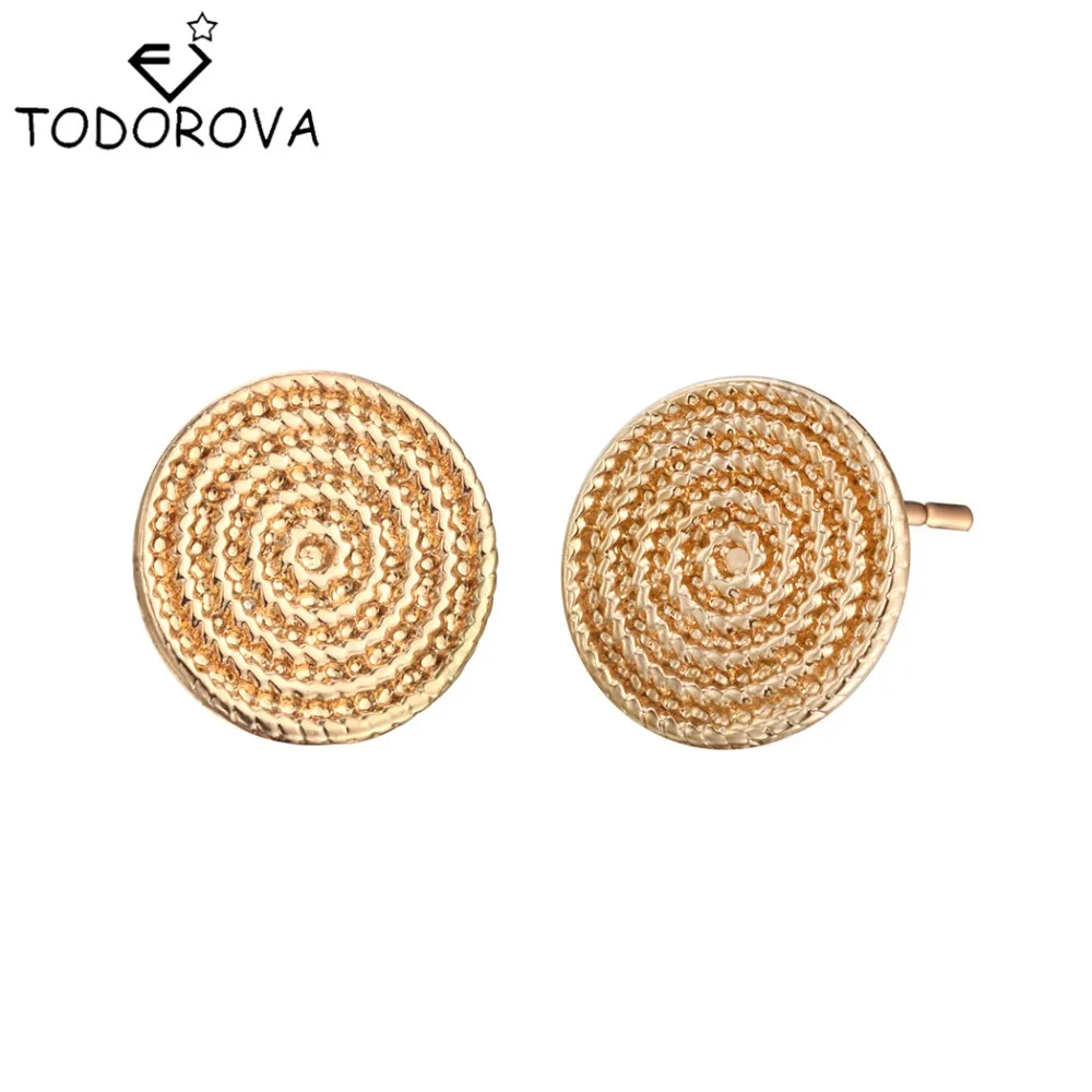

Todorova Hiphop Simple Style Trendy Twisted Rope Round Stud Earring Silver Gold-color Circle Women Accessories Ear Jewelry