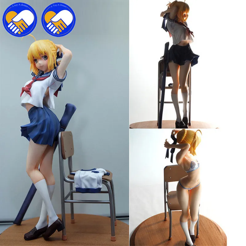 Аниме FATE/STAY NIGHT FIGMA SABER на синей короткой юбке VER. 24 см ПВХ фигурка Коллекционная