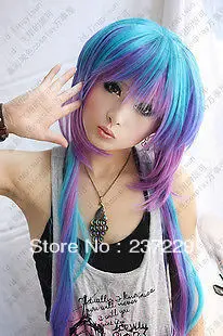 Wholesale price Fast SHIPPING HOT! blue PURPLE Multi-Color long straight cosplay full wig B1022 |