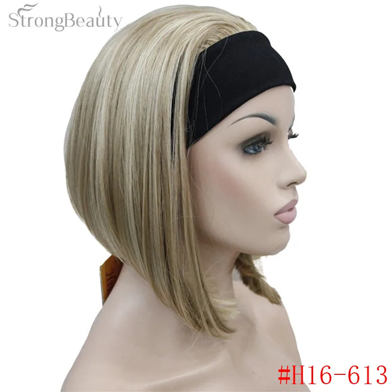 StrongBeauty половина женские 3/4 парик с оголовьем прямые синтетические монолитные волосы женские парики 10 цветов