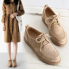 Женская обувь; сезон весна-осень; туфли в стиле дерби; женские лоферы в британском ретро-стиле на плоской подошве с круглым носком из комбинированной замши и искусственной кожи