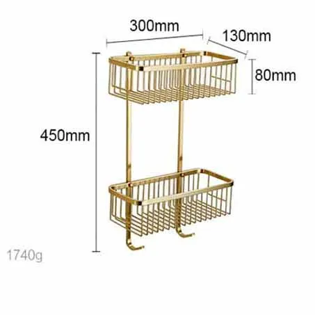 Набор аксессуаров для ванной комнаты держатель для полотенец держатель для бумаги держатель для полотенец угловая полка держатель для туалетной щетки матовый золотой набор аксессуаров для ванной комнаты - Цвет: double shelf