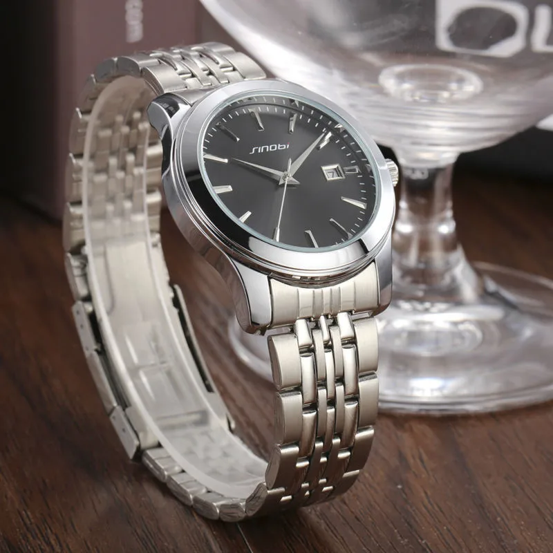 Часы SINOBI Роскошные наручные часы для женщин и мужчин для влюбленных Кварцевые часы Reloj mujer женские часы женские водонепроницаемые часы relogio masculino