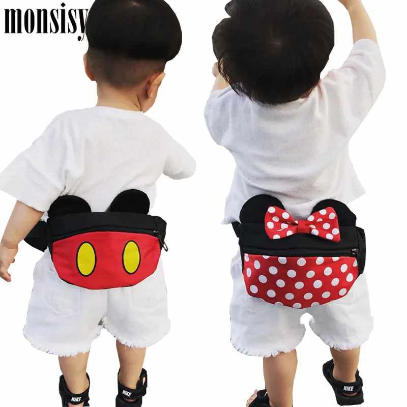 Monsisy 2019 الأطفال الخصر حزم طفل فاني حقيبة فتاة صبي الأزياء أكسفورد ماوس رئيس القوس نقطة حقيبة صدر للرجال الهاتف الحقيبة طفل حزام حزمة
