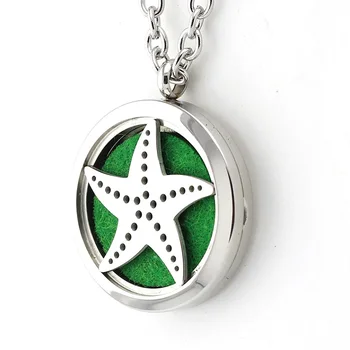 

10Pcs/lot 30mm Silver Magnet Aromatherapy Essential Oil Starfish Design Stainless Steel Perfume Diffuser Locket Pendant Jewelry