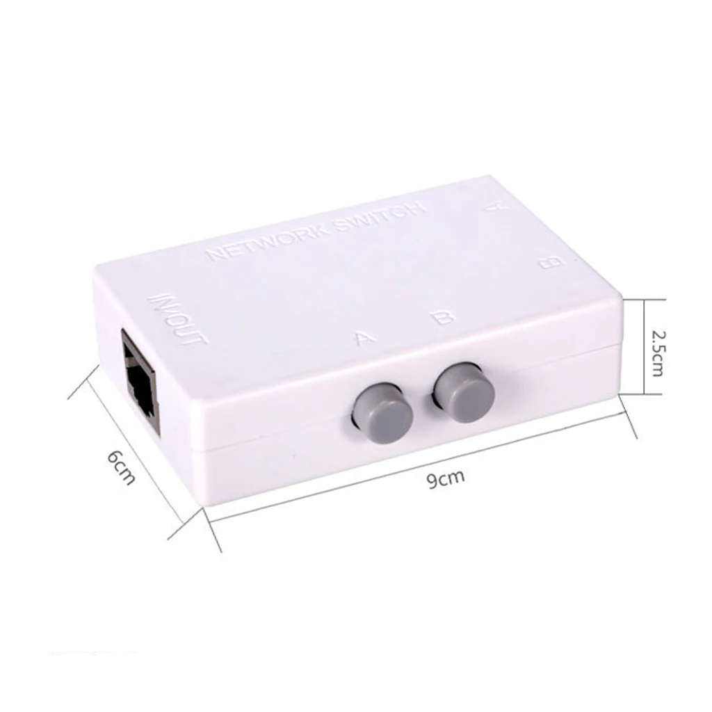 Mini 2Port Manual Network Sharing Switch 2In1 1In2 RJ45 Ethernet Switcher