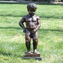 Ploughboys мальчик brassware скульптура Искусство украшение дома бизнес подарок украшенный Материал Старый Ручной Работы Медный