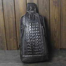 Мужские Аллигатор стиль мужская повседневная кожаная сумка через плечо грудь черный