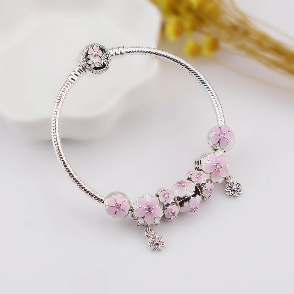 

Kristie 100% 925 Sterling Silver Bracelet Pollen series For Set Women Bracele Original birthday Gift charm bead Jewelry