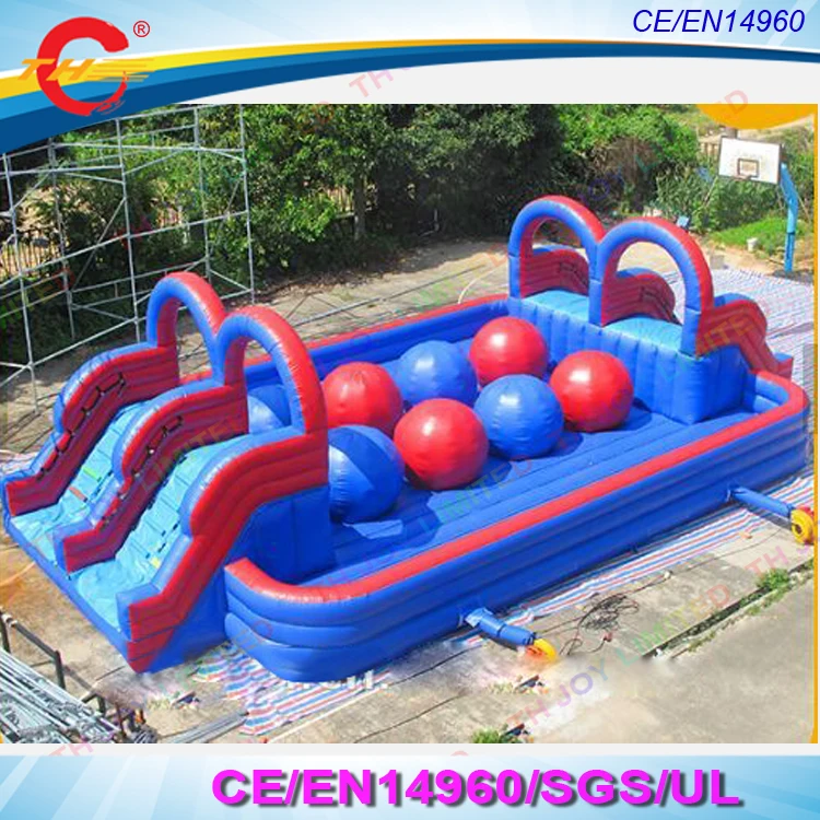 

double lance Inflatable Wipeout Obstacle Course for Sale, Inflatable Big Baller Games for Party