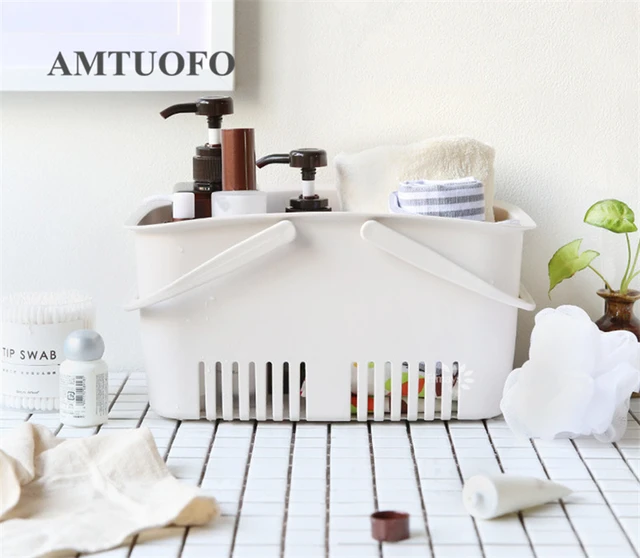 Amtuofo Shower Organizer Shampoo Soap Cosmetics Magazine Books Amtuofo Shower Organizer Shampoo Soap Cosmetics Magazine Books Bathroom Countertops Kitchen Storage Basket