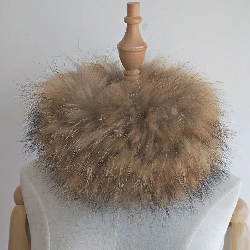 Most Buy ndrMG Real Raccoon Fur Round Scarf Women Winter 2018 Knitted Natural Fox Fur Scarves Ladies Fashion Warm Soft Elastic Scarves Female