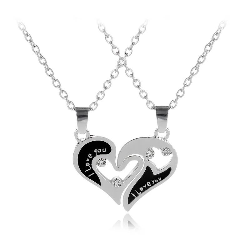 Модное ожерелье в форме капли с надписью best friends I love you Two hearts кулон для пары подруг