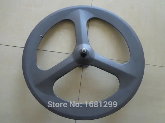 Best price at $220 Cheap New 700C Road Fixed Gear Track bicycle matt 3K full carbon bike wheelset 3 spokes and tubular rim integrated with hub Free ship