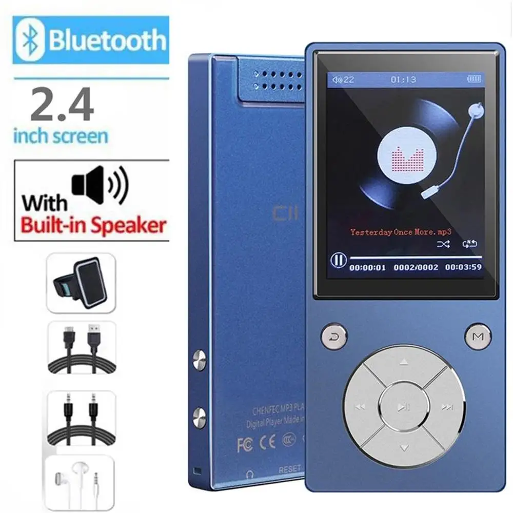 Bluetooth mp3 ruizu C11 music player built-in speaker with 2.4-inch TFT screen lossless sound player, support up to 128GB SD car zune mp3 player MP3 Players