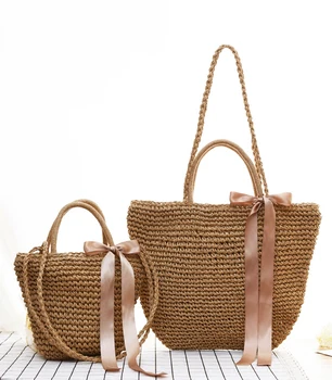 

2017 Japanese holiday wind grass bread package tourism resort beach bag shoulder color uniform color female woven bag free ship