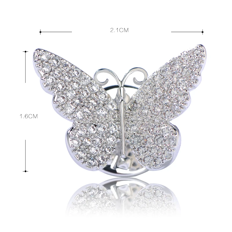 

Blucome Beautiful Dancing Butterfly Brooches For Women Girls Collar Hats Suit Clips Prong Setting Rhinestone Copper Brooch Pins