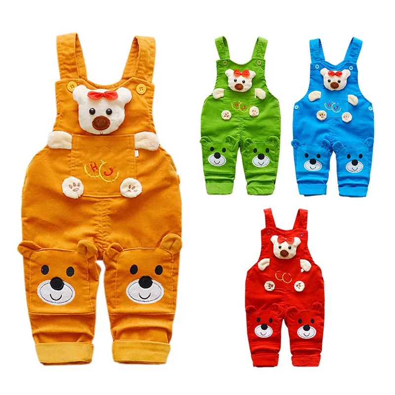 

New Fashion Baby Boys Girls Overalls 2019 Kids Cartoon Suspender Pants Baby Rompers Children Clothing Trousers Outfit 1-3T