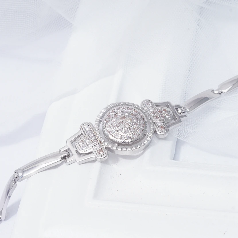 Часы дизайн звено цепи браслеты унисекс кубический цирконий модный браслет Белое Золото Заполненные ювелирные изделия подарок дропшиппинг