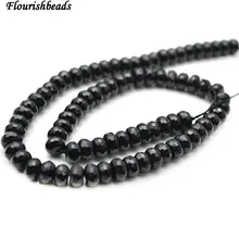Граненый натуральный чистый черный ониксовый Агат гладкий камень Ронделл распорка свободные бусины 2x4 мм 4x6 мм 5x8 мм 6x10 мм